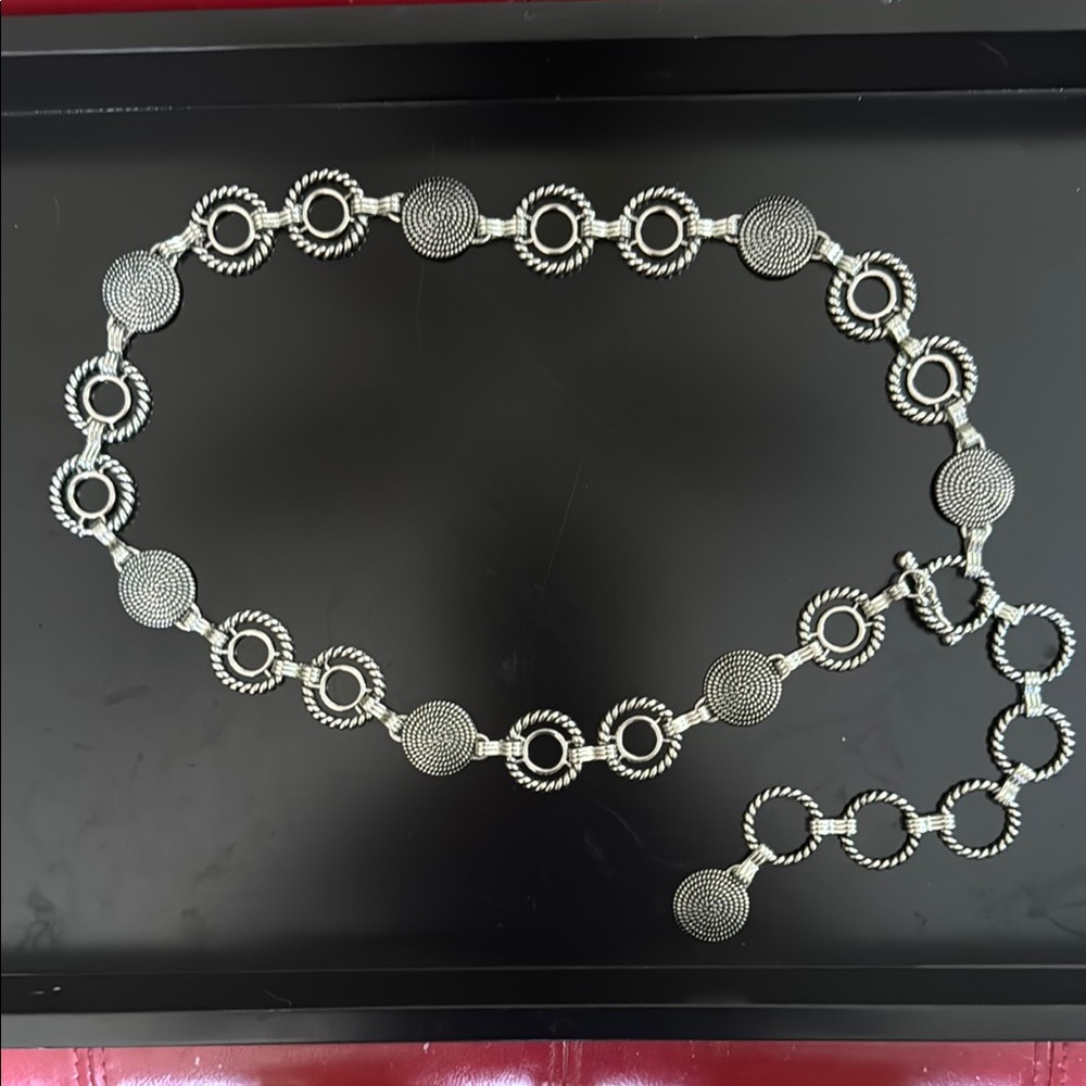 Elegant Silver-Tone Circle Link Belt